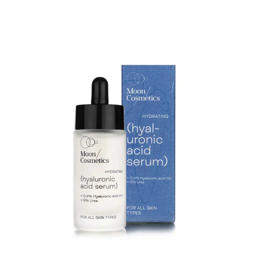 Drėkinamasis hialurono rūgšties serumas, 30 ml su 8 odą drėkinančių ingredientų kompleksu, pH 5,0-6,0