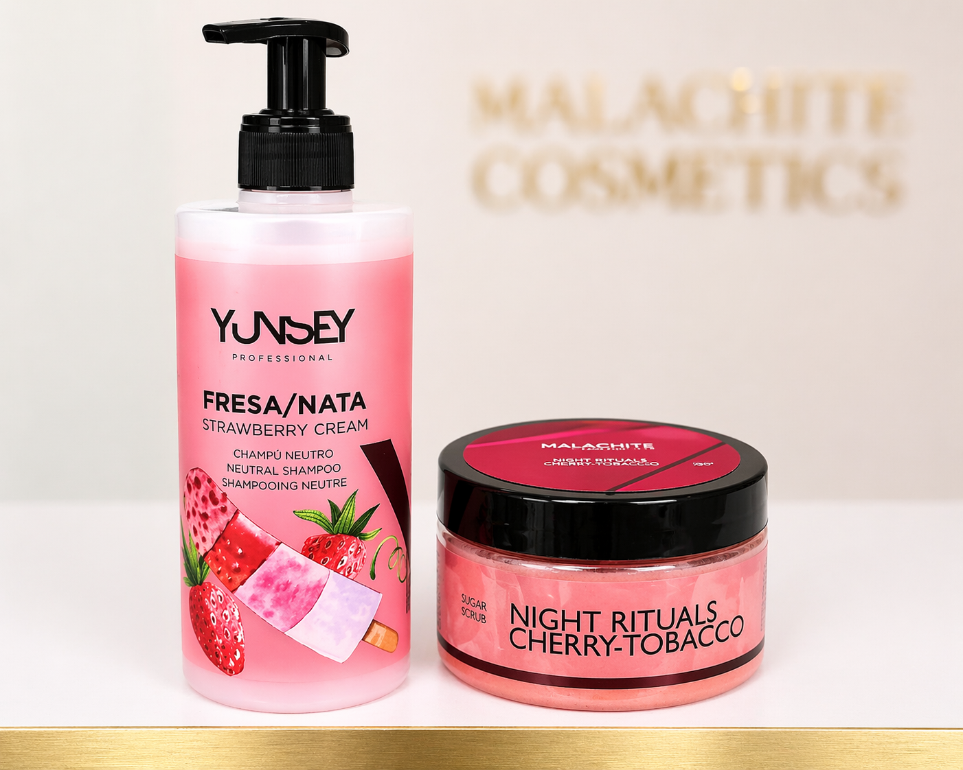 💗 Kūno priežiūros rinkinys Malachite Cosmetics STRAWBERRY DUO
