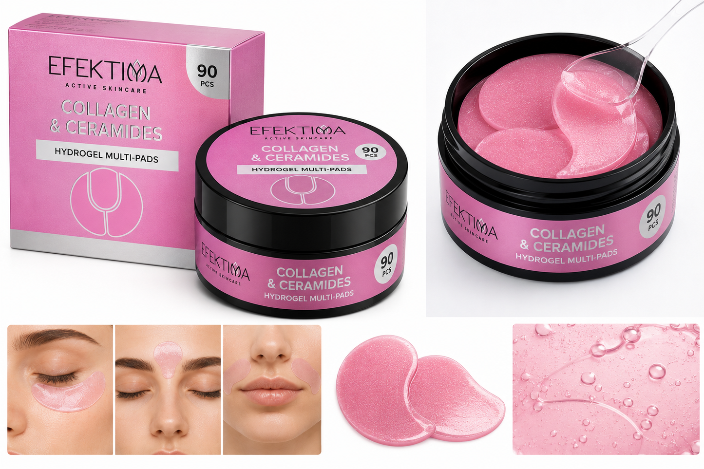EFEKTIMA Kolageniniai hidrogeliniai paakių padeliai su ceramidais, 90 vnt.