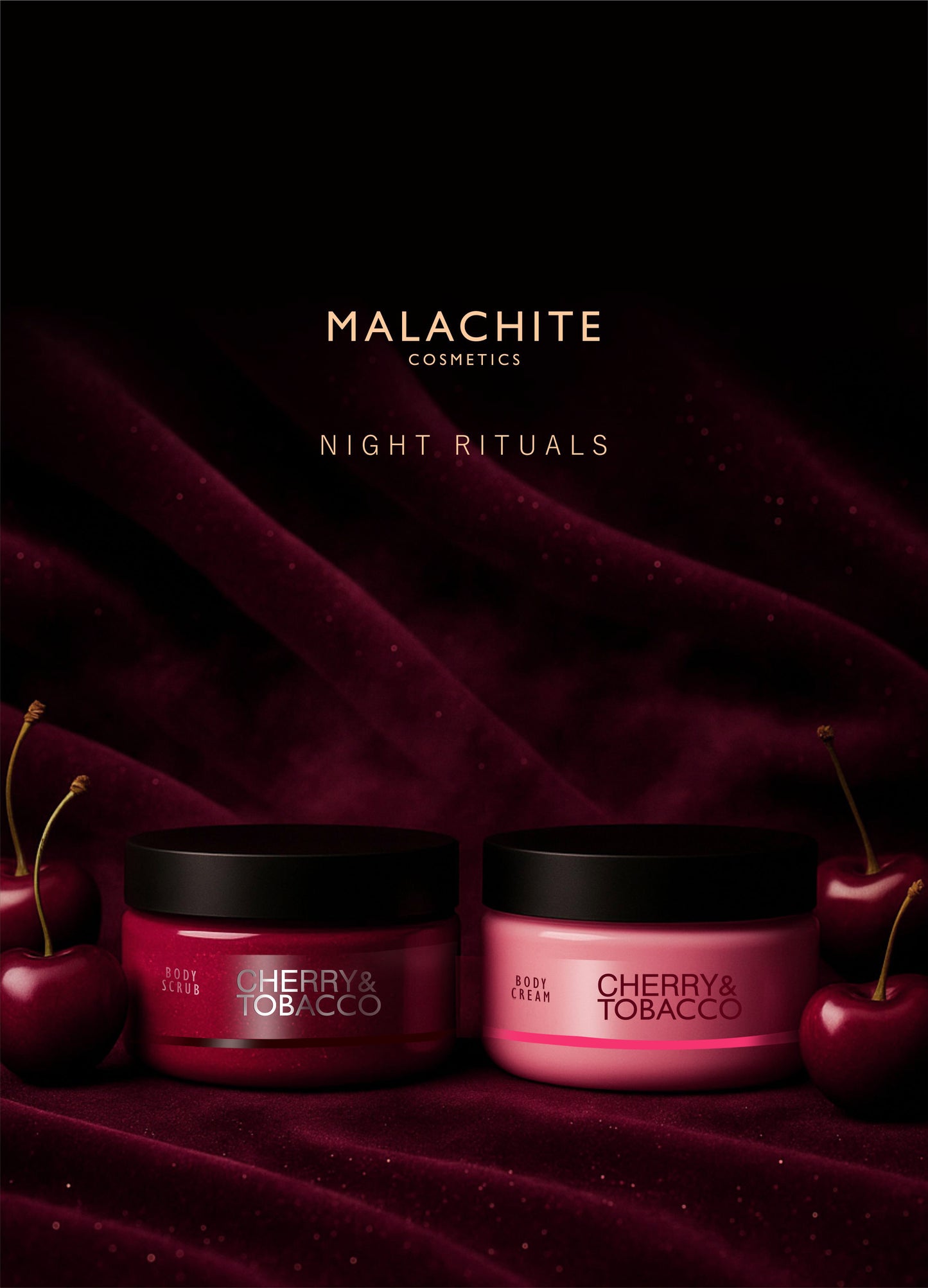 Vyšnių šveitiklis MALACHITE COSMETICS „Night Rituals – Cherry & Tobacco“, 300 ml
