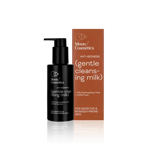 Valomasis veido pienelis nuo raudonio, 150 ml. Prausiklis jautriai ir (arba) rožinės pažeistai odai, pH 6.0-6.5.