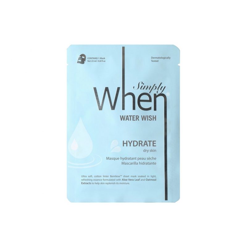 Simply When® Water Wish drėkinanti medvilnės veido kaukė