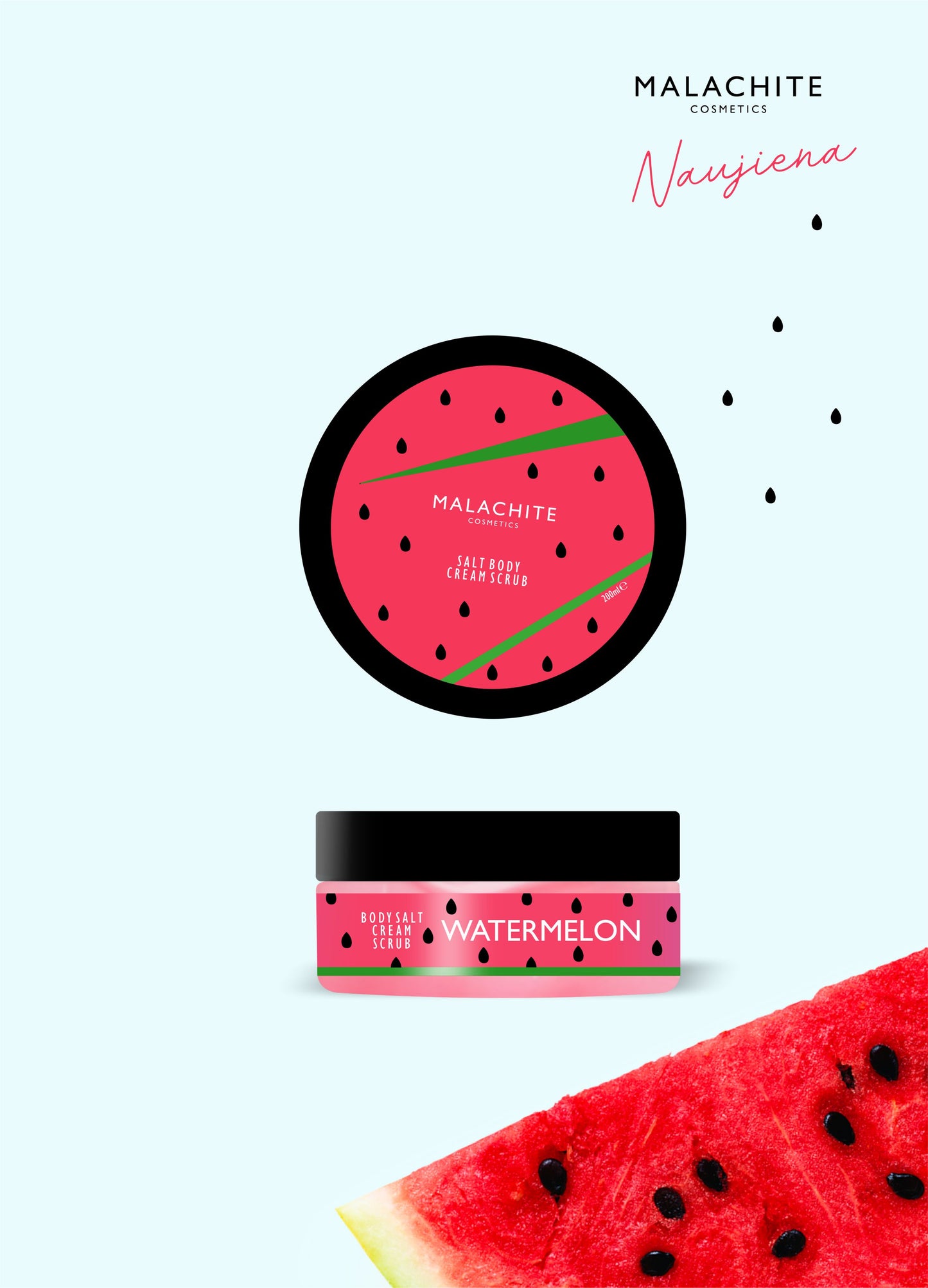 Kūno šveitiklis MALACHITE COSMETICS “WATERMELON”, 200ml