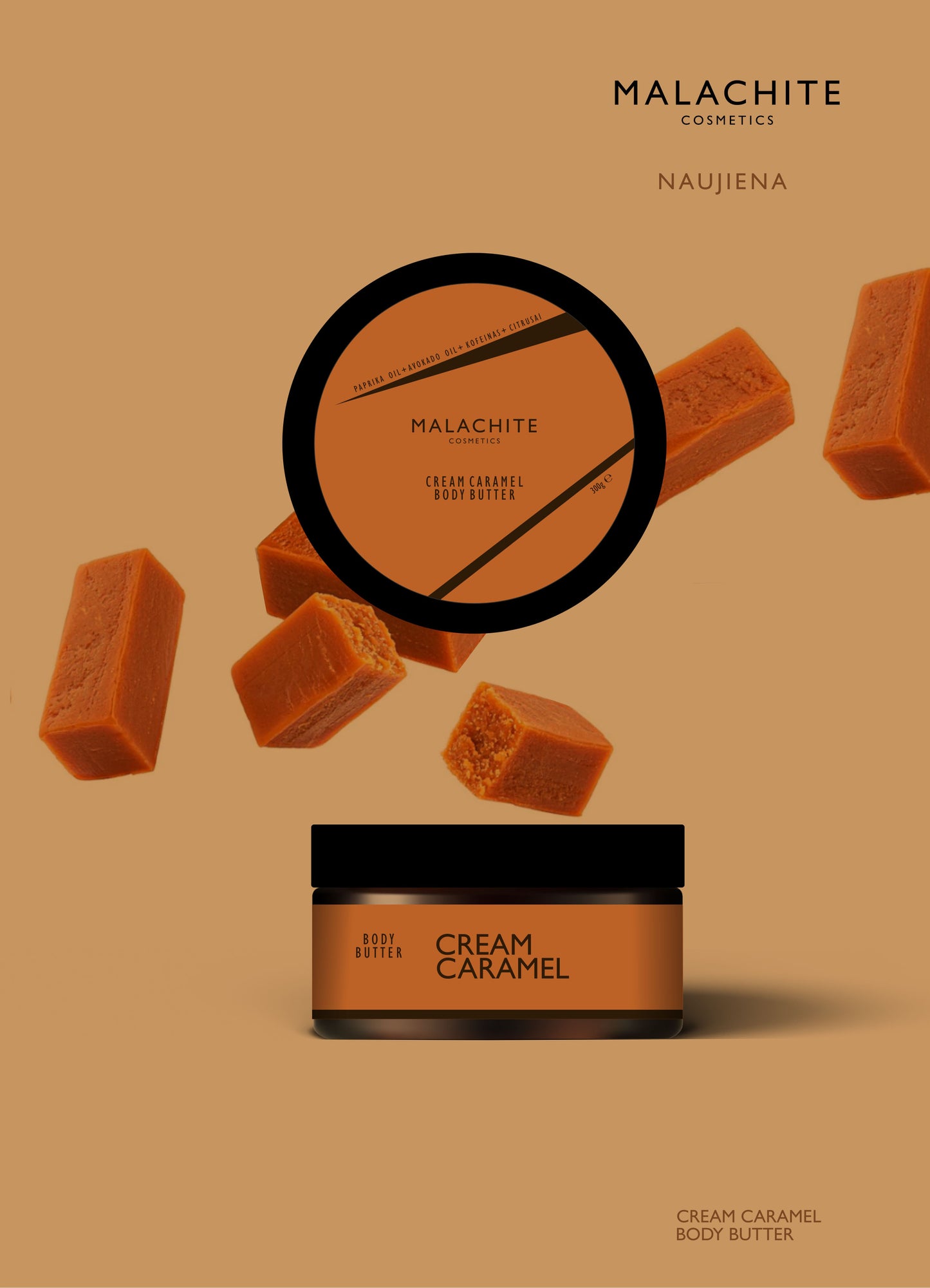 Kūno sviestas MALACHITE COSMETICS "cream caramel", 200ml