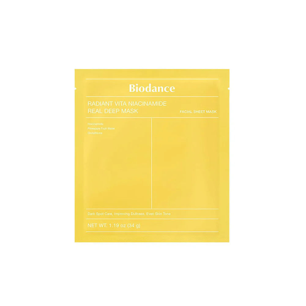 BIODANCE Radiant Vita Niacinamide Real Deep Mask - veido kaukė su niacinamidu