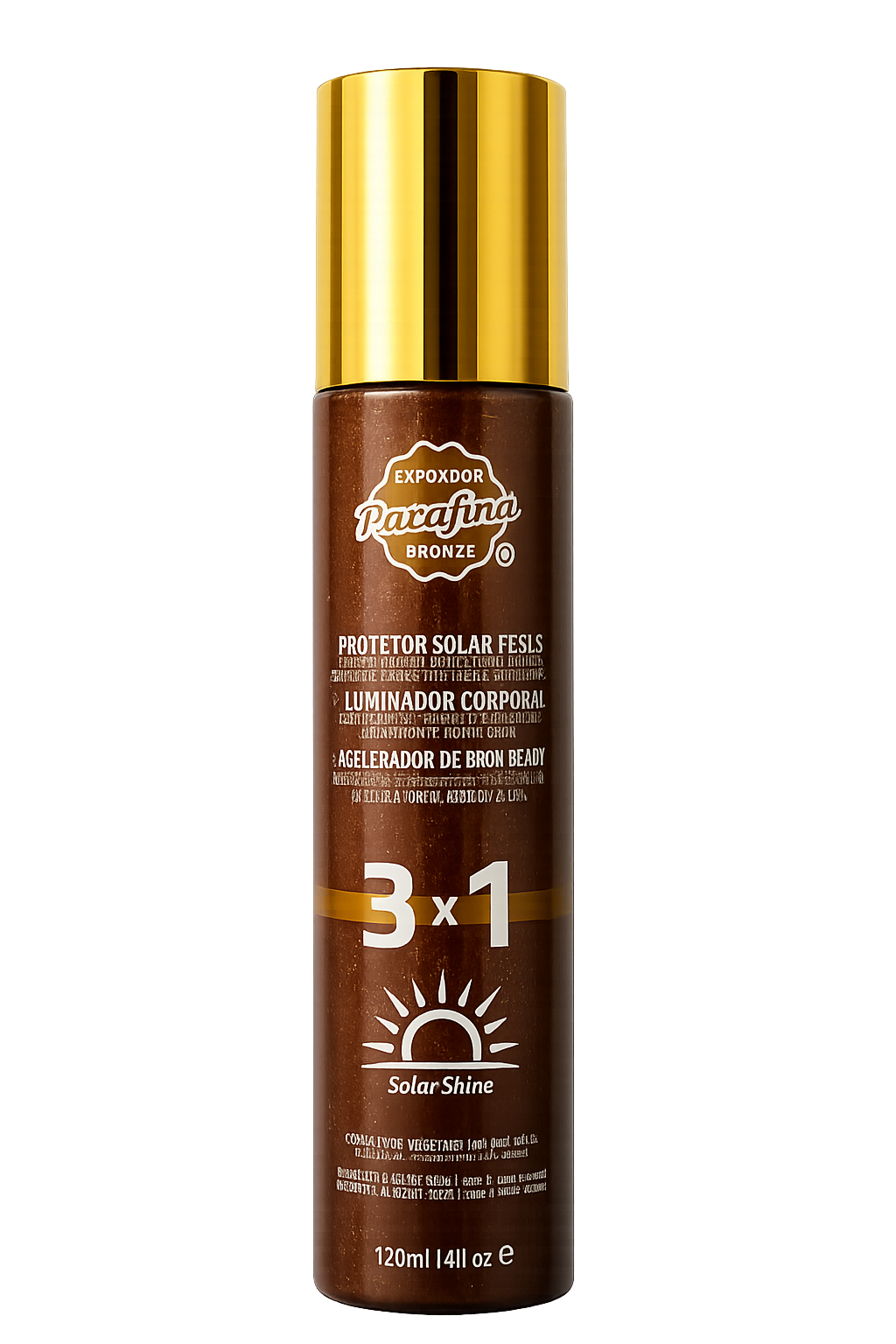 Parafina Bronze Solar Shine 3in1 SPF15 kūno švytėjimo ir įdegio losjonas, 120 ml