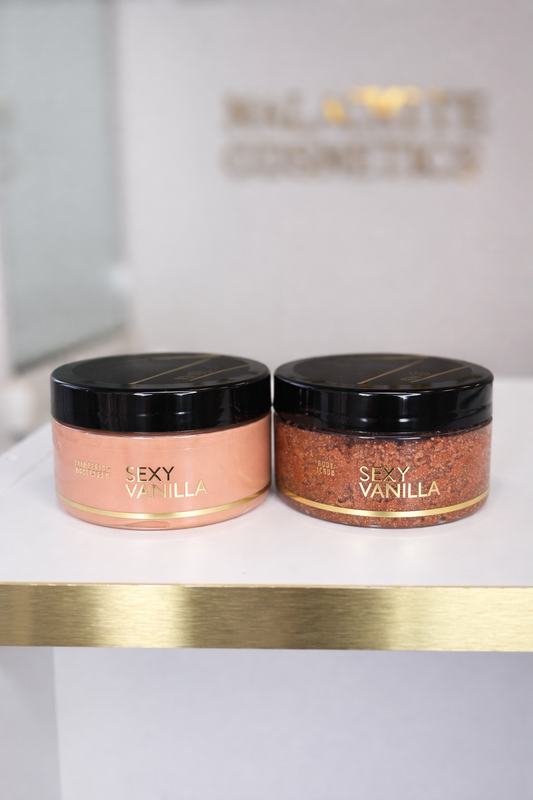 💗 Švytintis kūno priežiūros rinkinys Malachite Cosmetics SEXY VANILLA RITUAL