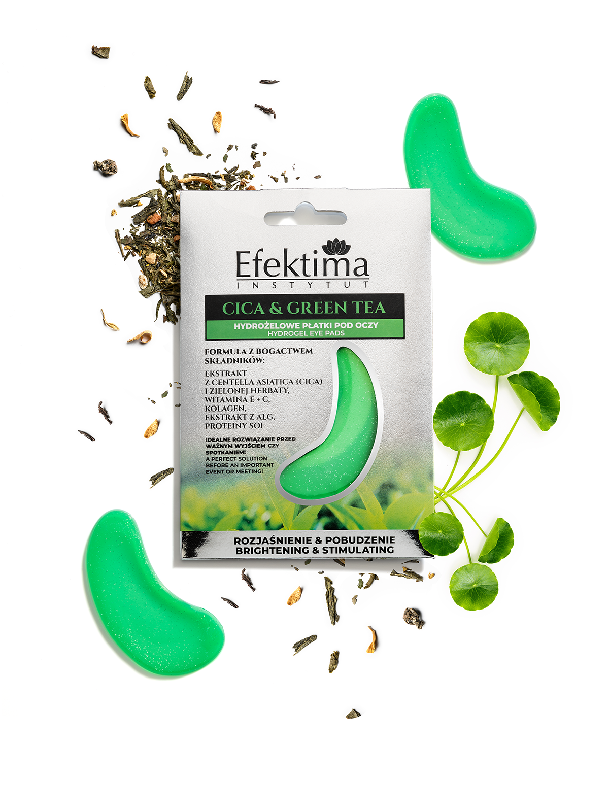 CICA & GREEN TEA HYDROGEL paakių kaukės, 1 vnt