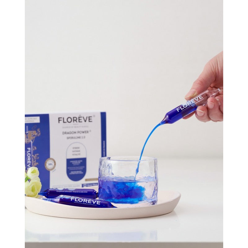 FLOREVE DRAGON POWER® SPIRULINE 2.0 – skystas spirulinos ekstraktas ampulėse su fitocianinu
