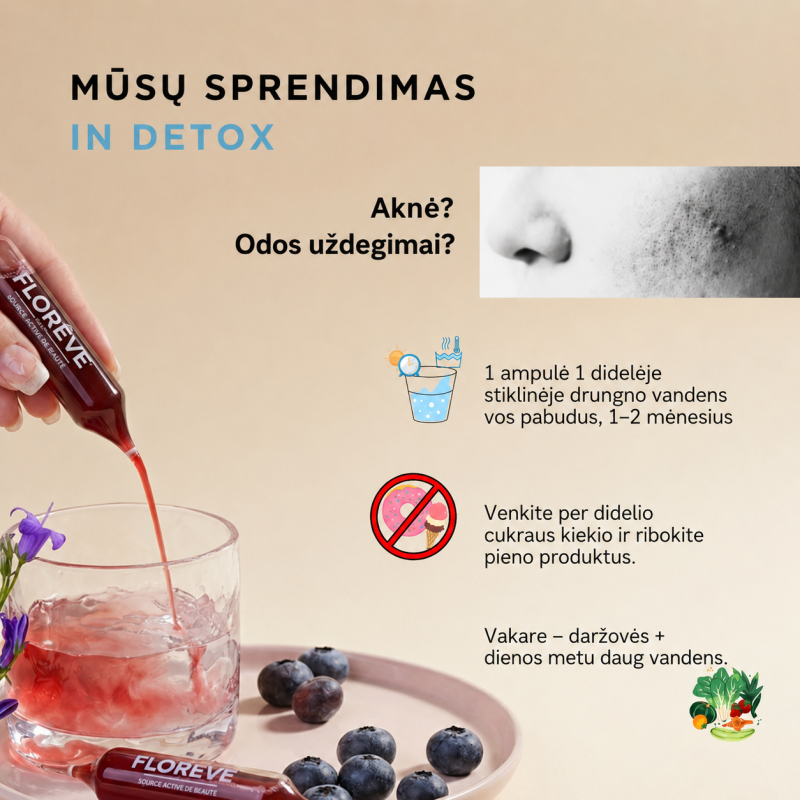 FLOREVE (IN) DETOX – natūralus maisto papildas odos būklei ir apsauginiam barjerui palaikyti