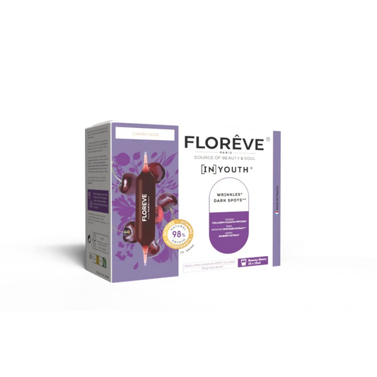FLOREVE (IN) YOUTH – jūrinio kolageno maisto papildas su vitaminu C, vitaminu E, cinku ir augaliniais ekstraktais