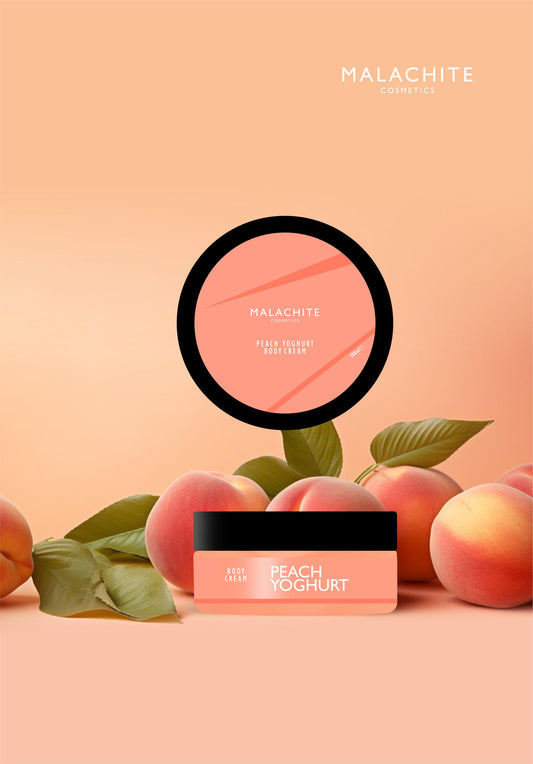 Kūno jogurtas MALACHITE COSMETICS "Peach passion yoghurt body cream", 200ml